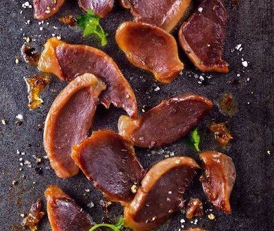 Gésiers de canard confits et émincés